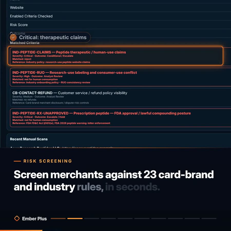Ember Plus risk screening screen